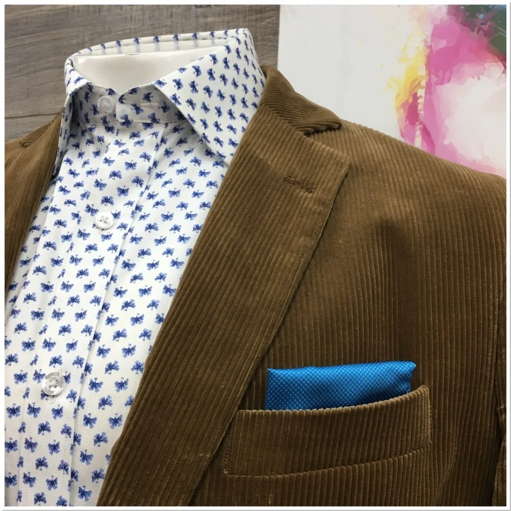 BROOKS BROTHERS Mens Corduroy Blazer‎ Sport Coat Casual Jacket 44L Suit (SPOTS)